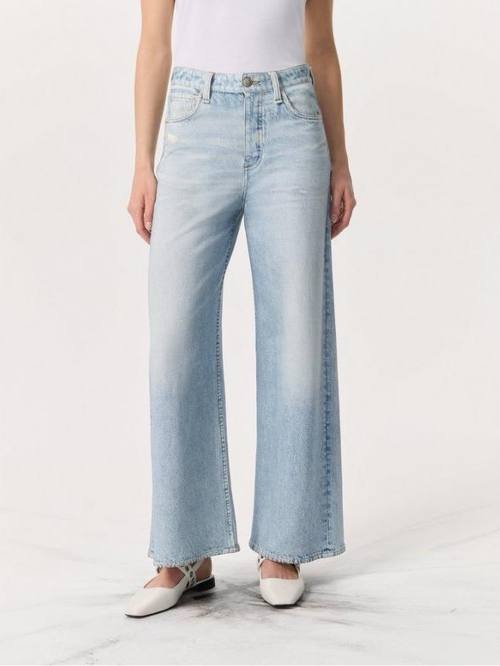 Rag & Bone Sophie Ankle Length Miramar Cotton Terry Wide Leg In Meadowblue